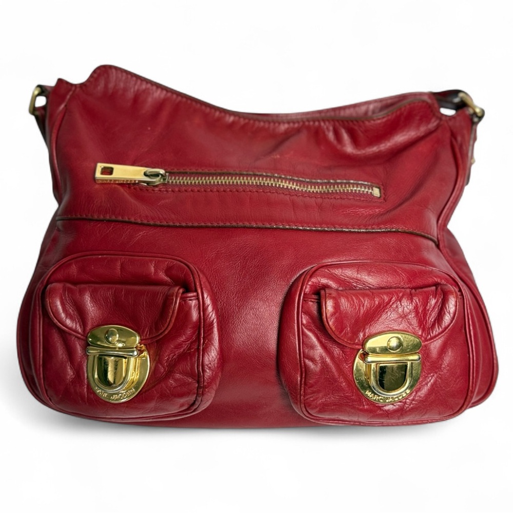 Marc Jacobs Mercer Sofia Hobo Shoulder Bag Merlot With Gold Hardware